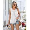 Zeagoo Women Summer Tank Tops Loose Fit Flowy Boho Pleated Sleeveless Shirts Crew Neck Dressy Casual Tunic Trendy Blouses(White)