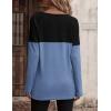 Zeagoo Women Waffle Knit Shirts Long Sleeve Colorblock Tee Button Detail Tunics(Black+blue)