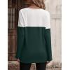 Zeagoo Women Waffle Knit Shirts Long Sleeve Colorblock Tee Button Detail Tunics(Deep Green)