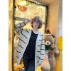 Zeagoo Women’s 2025 Fall Open Front Cardigan Long Batwing Sleeve Chunky Knit Sweater Loose Outerwear Coats with Pockets(Stripes Apricot)