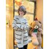 Zeagoo Women’s 2025 Fall Open Front Cardigan Long Batwing Sleeve Chunky Knit Sweater Loose Outerwear Coats with Pockets(Stripes Apricot)