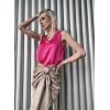 Zeagoo Womens 2025 Silk Satin Tank Tops V Neck Casual Cami Sleeveless Camisole Blouses Summer Basic Tank Shirt Rose Red