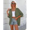 Zeagoo Womens 2026 Lightweight Crochet Cardigan Sweaters Open Front 3/4 Sleeve Knit Kimono Summer Boho Cover Up(Army Green)
