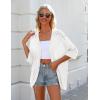 Zeagoo Womens 2026 Lightweight Crochet Cardigan Sweaters Open Front 3/4 Sleeve Knit Kimono Summer Boho Cover Up(A-white)