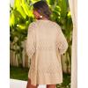 Zeagoo Womens 2026 Lightweight Crochet Cardigan Sweaters Open Front 3/4 Sleeve Knit Kimono Summer Boho Cover Up(Beige)