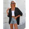Zeagoo Womens 2026 Lightweight Crochet Cardigan Sweaters Open Front 3/4 Sleeve Knit Kimono Summer Boho Cover Up(Black)