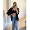 Zeagoo Womens 2026 Lightweight Crochet Cardigan Sweaters Open Front 3/4 Sleeve Knit Kimono Summer Boho Cover Up(Black)