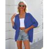 Zeagoo Womens 2026 Lightweight Crochet Cardigan Sweaters Open Front 3/4 Sleeve Knit Kimono Summer Boho Cover Up(Blue)
