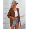 Zeagoo Womens 2026 Lightweight Crochet Cardigan Sweaters Open Front 3/4 Sleeve Knit Kimono Summer Boho Cover Up(Brown)