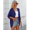 Zeagoo Womens 2026 Lightweight Crochet Cardigan Sweaters Open Front 3/4 Sleeve Knit Kimono Summer Boho Cover Up(Dark Blue)