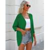 Zeagoo Womens 2026 Lightweight Crochet Cardigan Sweaters Open Front 3/4 Sleeve Knit Kimono Summer Boho Cover Up(Green)
