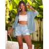 Zeagoo Womens 2026 Lightweight Crochet Cardigan Sweaters Open Front 3/4 Sleeve Knit Kimono Summer Boho Cover Up(Light Blue)