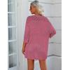 Zeagoo Womens 2026 Lightweight Crochet Cardigan Sweaters Open Front 3/4 Sleeve Knit Kimono Summer Boho Cover Up(Light Pink)
