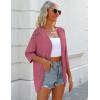 Zeagoo Womens 2026 Lightweight Crochet Cardigan Sweaters Open Front 3/4 Sleeve Knit Kimono Summer Boho Cover Up(Light Pink)