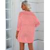 Zeagoo Womens 2026 Lightweight Crochet Cardigan Sweaters Open Front 3/4 Sleeve Knit Kimono Summer Boho Cover Up(Pink)