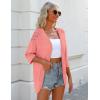 Zeagoo Womens 2026 Lightweight Crochet Cardigan Sweaters Open Front 3/4 Sleeve Knit Kimono Summer Boho Cover Up(Pink)
