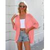 Zeagoo Womens 2026 Lightweight Crochet Cardigan Sweaters Open Front 3/4 Sleeve Knit Kimono Summer Boho Cover Up(Pink)