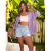 Zeagoo Womens 2026 Lightweight Crochet Cardigan Sweaters Open Front 3/4 Sleeve Knit Kimono Summer Boho Cover Up(Purple)