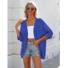 Zeagoo Womens 2026 Lightweight Crochet Cardigan Sweaters Open Front 3/4 Sleeve Knit Kimono Summer Boho Cover Up(Sky Blue)