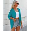 Zeagoo Womens 2026 Lightweight Crochet Cardigan Sweaters Open Front 3/4 Sleeve Knit Kimono Summer Boho Cover Up(Teal)
