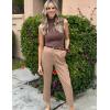 Zeagoo Women’s 2026 Mock Turtle Neck Sweater Vest Sleeveless Knit Pullover Tank Tops Casual Trendy Slim Fitted Tops(Brown)