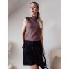 Zeagoo Women’s 2026 Mock Turtle Neck Sweater Vest Sleeveless Knit Pullover Tank Tops Casual Trendy Slim Fitted Tops(Brown)