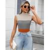 Zeagoo Women’s 2026 Mock Turtle Neck Sweater Vest Sleeveless Knit Pullover Tank Tops Casual Trendy Slim Fitted Tops(Camel Block Color)