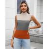 Zeagoo Women’s 2026 Mock Turtle Neck Sweater Vest Sleeveless Knit Pullover Tank Tops Casual Trendy Slim Fitted Tops(Camel Block Color)