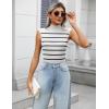 Zeagoo Women’s 2026 Mock Turtle Neck Sweater Vest Sleeveless Knit Pullover Tank Tops Casual Trendy Slim Fitted Tops(Stripe White)