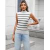 Zeagoo Women’s 2026 Mock Turtle Neck Sweater Vest Sleeveless Knit Pullover Tank Tops Casual Trendy Slim Fitted Tops(Stripe White)