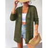 Zeagoo Womens 2026 Summer Crochet Cardigan Sweaters Lightweight Long Sleeve Open Front Kimono Boho Knit Cover Ups(Army Green)