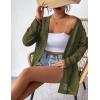 Zeagoo Womens 2026 Summer Crochet Cardigan Sweaters Lightweight Long Sleeve Open Front Kimono Boho Knit Cover Ups(Army Green)