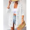 Zeagoo Womens 2026 Summer Crochet Cardigan Sweaters Lightweight Long Sleeve Open Front Kimono Boho Knit Cover Ups(A_white)