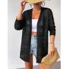 Zeagoo Womens 2026 Summer Crochet Cardigan Sweaters Lightweight Long Sleeve Open Front Kimono Boho Knit Cover Ups(Black)