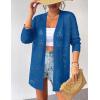 Zeagoo Womens 2026 Summer Crochet Cardigan Sweaters Lightweight Long Sleeve Open Front Kimono Boho Knit Cover Ups(Blue)