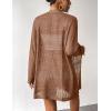 Zeagoo Womens 2026 Summer Crochet Cardigan Sweaters Lightweight Long Sleeve Open Front Kimono Boho Knit Cover Ups(Brown)