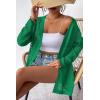Zeagoo Womens 2026 Summer Crochet Cardigan Sweaters Lightweight Long Sleeve Open Front Kimono Boho Knit Cover Ups(Green)