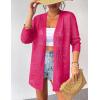 Zeagoo Womens 2026 Summer Crochet Cardigan Sweaters Lightweight Long Sleeve Open Front Kimono Boho Knit Cover Ups(Hot Pink)