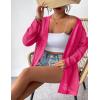 Zeagoo Womens 2026 Summer Crochet Cardigan Sweaters Lightweight Long Sleeve Open Front Kimono Boho Knit Cover Ups(Hot Pink)