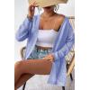 Zeagoo Womens 2026 Summer Crochet Cardigan Sweaters Lightweight Long Sleeve Open Front Kimono Boho Knit Cover Ups(Light Blue)