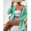 Zeagoo Womens 2026 Summer Crochet Cardigan Sweaters Lightweight Long Sleeve Open Front Kimono Boho Knit Cover Ups(Light Green)