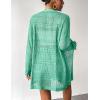 Zeagoo Womens 2026 Summer Crochet Cardigan Sweaters Lightweight Long Sleeve Open Front Kimono Boho Knit Cover Ups(Light Green)