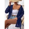 Zeagoo Womens 2026 Summer Crochet Cardigan Sweaters Lightweight Long Sleeve Open Front Kimono Boho Knit Cover Ups(Navy Blue)