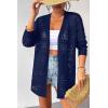 Zeagoo Womens 2026 Summer Crochet Cardigan Sweaters Lightweight Long Sleeve Open Front Kimono Boho Knit Cover Ups(Navy Blue)