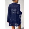 Zeagoo Womens 2026 Summer Crochet Cardigan Sweaters Lightweight Long Sleeve Open Front Kimono Boho Knit Cover Ups(Navy Blue)