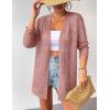 Zeagoo Womens 2026 Summer Crochet Cardigan Sweaters Lightweight Long Sleeve Open Front Kimono Boho Knit Cover Ups(Pink)