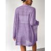 Zeagoo Womens 2026 Summer Crochet Cardigan Sweaters Lightweight Long Sleeve Open Front Kimono Boho Knit Cover Ups(Purple)