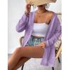 Zeagoo Womens 2026 Summer Crochet Cardigan Sweaters Lightweight Long Sleeve Open Front Kimono Boho Knit Cover Ups(Purple)