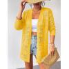 Zeagoo Womens 2026 Summer Crochet Cardigan Sweaters Lightweight Long Sleeve Open Front Kimono Boho Knit Cover Ups(Yellow)