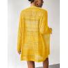 Zeagoo Womens 2026 Summer Crochet Cardigan Sweaters Lightweight Long Sleeve Open Front Kimono Boho Knit Cover Ups(Yellow)